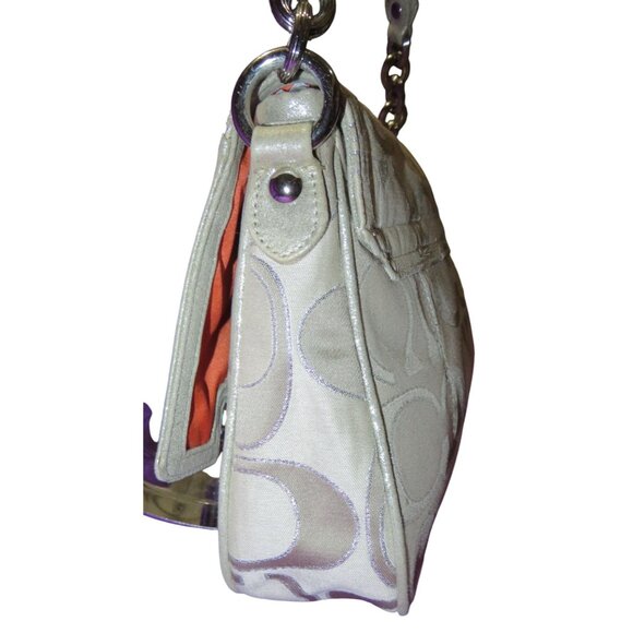 Coach  2011 Poppy Signature C Metallic Canvas & Leather Messenger Flap Satchel - Picture 3 of 15